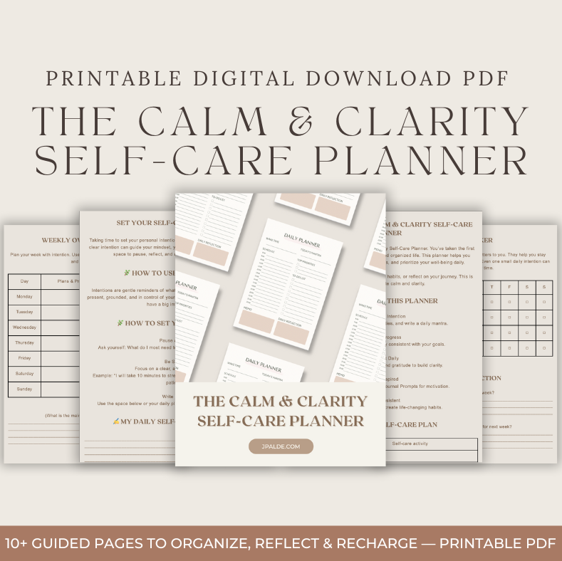 The Calm & Clarity Self-Care Planner – Daily Wellness, Mindfulness & Routine Organizer (Printable PDF)
